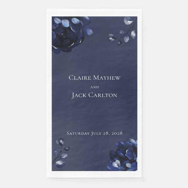 Serviette En Papier Marine Peony Mariage Long 3 Ply Diner Naples (Devant)