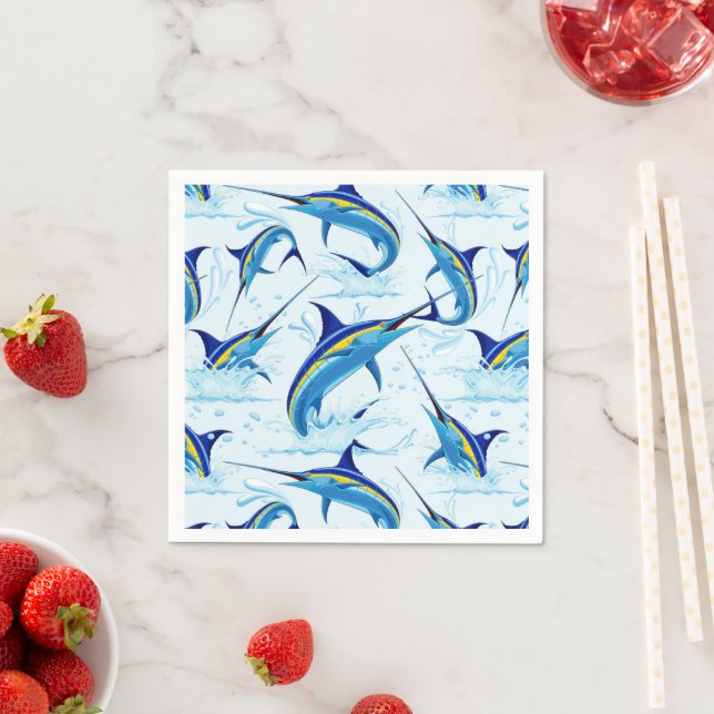 Serviette En Papier Marlin Bleu Jaillissant de l'Océan (En situation)
