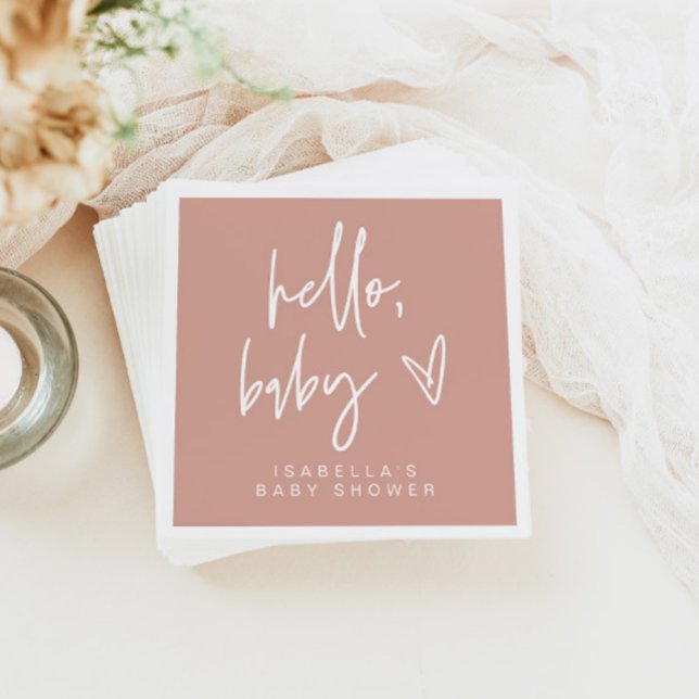 Serviette En Papier MARLO Bohemian Blush Bonjour Baby shower Napkins (Créateur téléchargé)