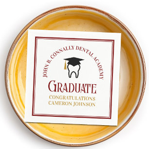 Serviette En Papier Maroon Gold Dental School Custom Graduation Party
