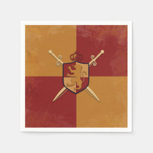 Serviette En Papier Maroon & Gold Royal Knight Griffin Shield Party