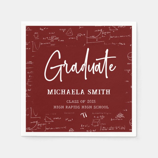 Serviette En Papier Maroon High School Math Graduate Party (Devant)