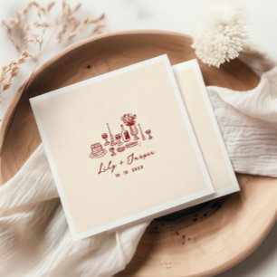 Serviette En Papier Maroon Mariage tiré main
