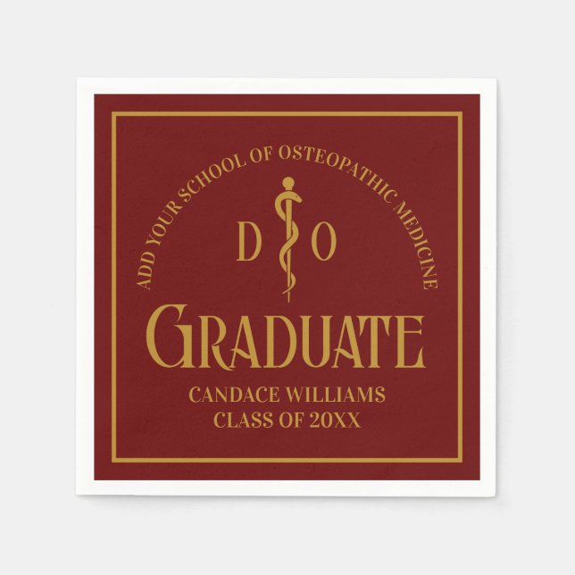Serviette En Papier Maroon Osteopathic Médicale School Graduation Part (Devant)