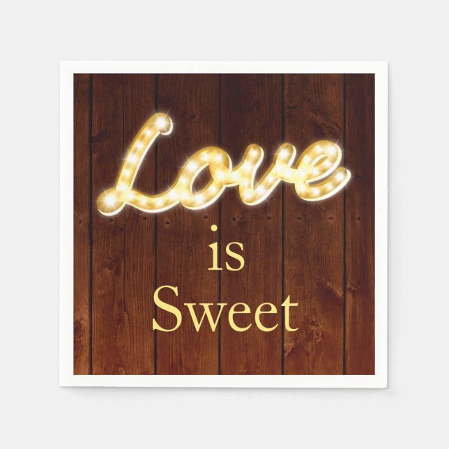 Serviette En Papier Marquee Lights Love is Sweet - barque (Devant)