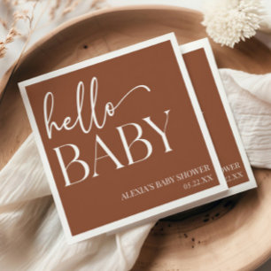 Serviette En Papier Marron Boho Bohème Bonjour Bébé Baby Shower