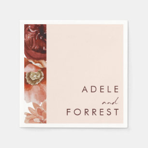 Serviette En Papier Marsala Autumn Floral   Serviettes Mariage blanchi