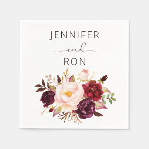 Serviette En Papier Marsala de Bourgogne et Flore de Bleu - Blanc