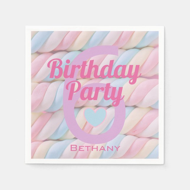 Serviette En Papier Marshmallow Candy Girls Anniversaire (Devant)