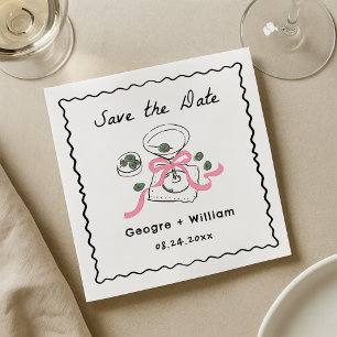 Serviette En Papier Martini à main Mariage moderne et capricieux