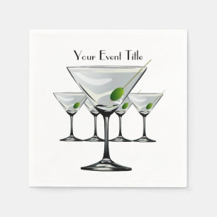 Serviette En Papier Martini Cockatls Party Event White Napkin