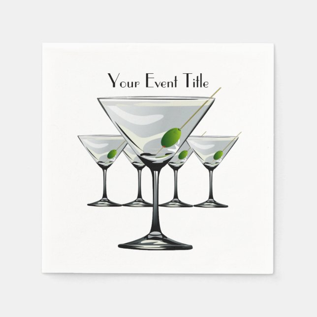 Serviette En Papier Martini Cockatls Party Event White Napkin (Devant)