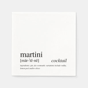 Serviette En Papier Martini Cocktail Citation moderne Typographie noir