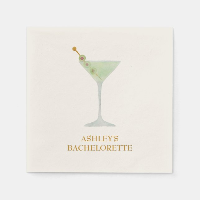 Serviette En Papier Martini Cocktail Wedding shower ou Bachelorette (Devant)