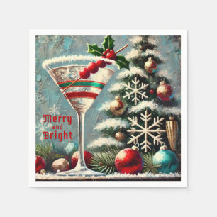 Serviette En Papier Martini de Noël Retro les années 50 Cranberry