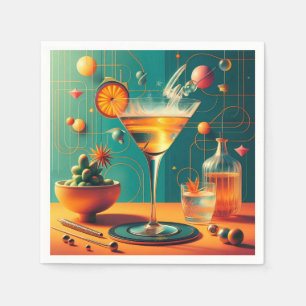 Serviette En Papier Martini de tempête cosmique futuriste atomique