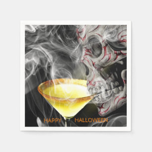 Serviette En Papier Martini dégustant un crâne fumé Bonne fête d'Hallo