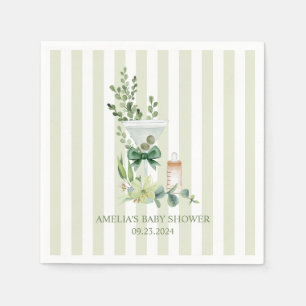 Serviette En Papier Martini Espresso baby shower vert et neutre pour l