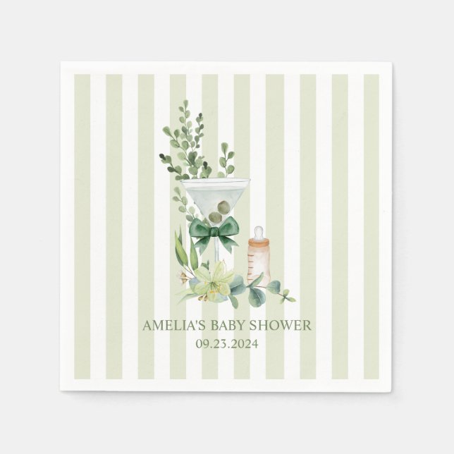 Serviette En Papier Martini Espresso baby shower vert et neutre pour l (Devant)