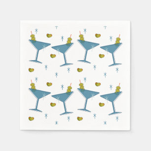 Serviette En Papier Martini Madness Retro Cocktail Mi-Siècle Serviette