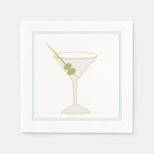 Serviette En Papier Martini & Olive Cocktail Napkin