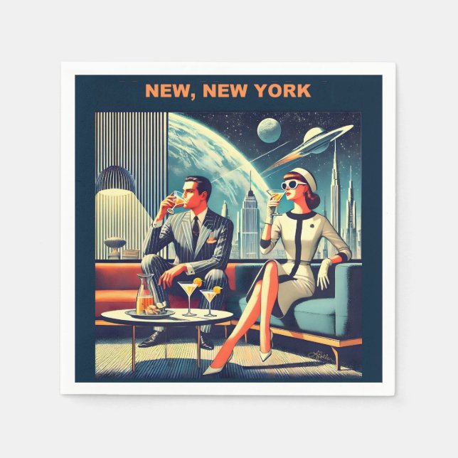 Serviette En Papier Martini Space Travel Affiches New York (Devant)