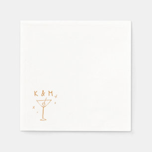 Serviette En Papier Martini Whimsical Rétro Main Tirée Initiales Perso