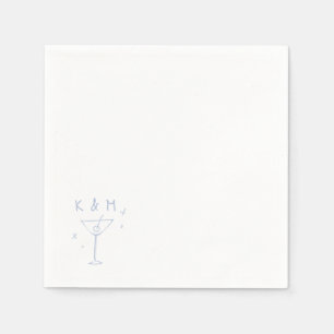 Serviette En Papier Martini Whimsical Rétro Main Tirée Initiales Perso