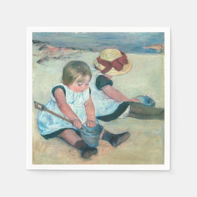 Serviette En Papier Mary Cassatt - Enfants jouant sur la plage (Devant)