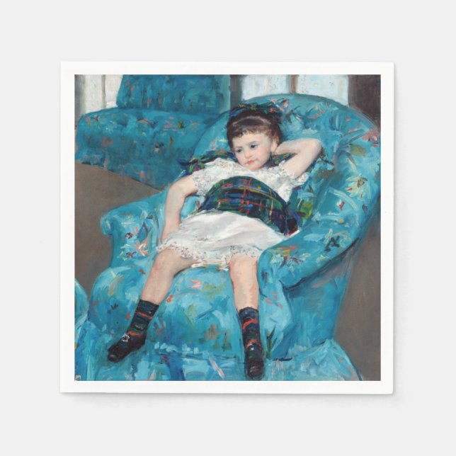 Serviette En Papier Mary Cassatt - Petite fille dans un fauteuil bleu (Devant)