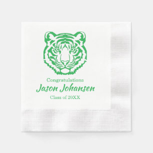 Serviette En Papier Mascotte de Tigre Vert Graduation Lycée Napkin