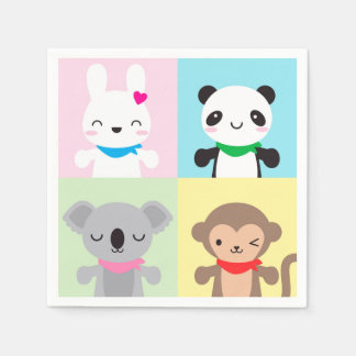 Serviette En Papier Mascottes d'animaux Super Cute Kawaii
