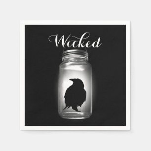 Serviette En Papier Mason Jar Raven Halloween Napkin