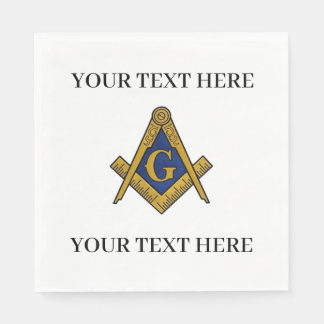 Serviette En Papier Masonic Freemason Square and Compass Blue 
