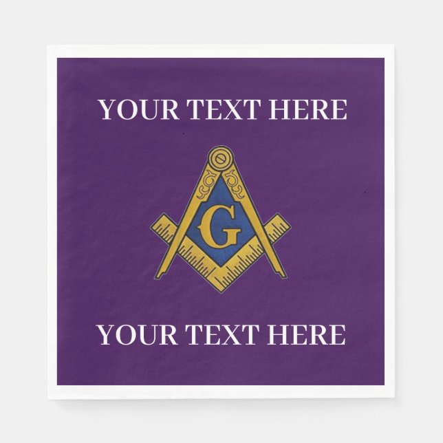 Serviette En Papier Masonic Freemason Square and Compass Purple (Devant)