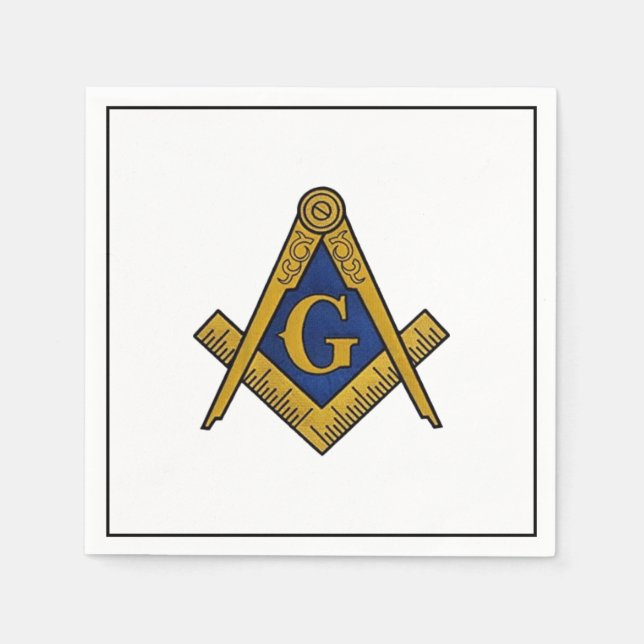 Serviette En Papier Masonic Freemasons Masonry Oes Carré et Compass (Devant)