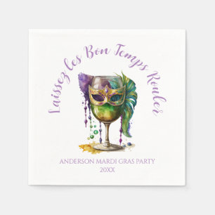 Serviette En Papier Masque de Mardi Gras blanc