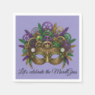 Serviette En Papier Masque de Mardi Gras Steampunk Violet Lavande