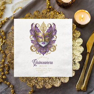Serviette En Papier Masque de masquerade motif violet or blanc ID1031