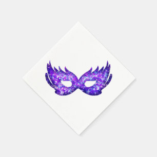 Serviette En Papier Masque de Parties scintillant violet Mardi Gras