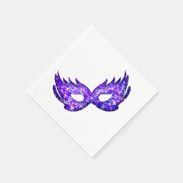 Serviette En Papier Masque de Parties scintillant violet Mardi Gras (Coin)