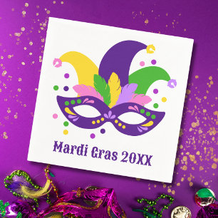 Serviette En Papier Masque Mardi Gras Mardi Vert Violet