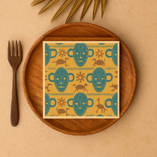 Serviette En Papier Masque Tribal Motif Visage Ethnique Africain