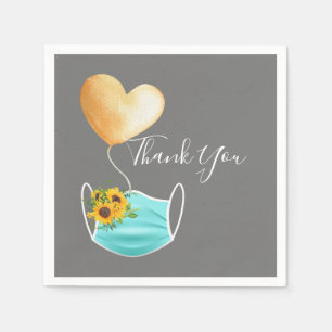 Serviette En Papier Masque Visage Covid & Merci Fleurs