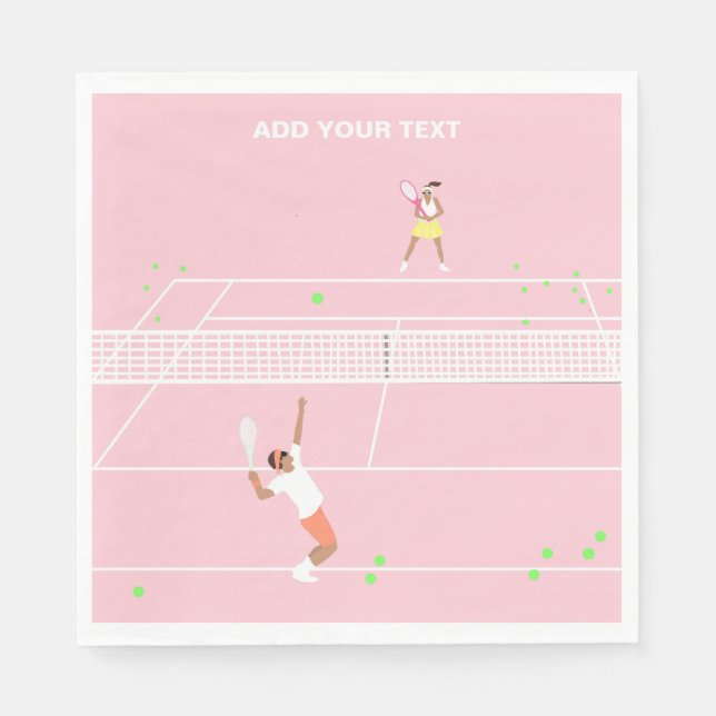 Serviette En Papier Match de tennis rose Pastel (Devant)