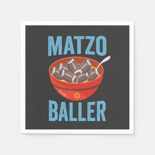 Serviette En Papier Matzo Baller Funny Football Hanoukka Rugby Cadeau (Devant)