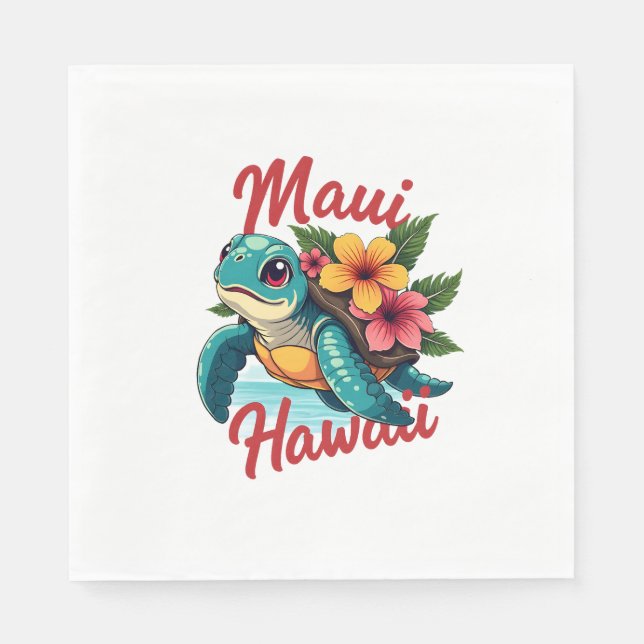 Serviette En Papier Maui Hawaii T Chemise Fille Femmes Enfants Tortue  (Devant)