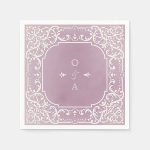 Serviette En Papier Mauve élégant monogramme vintage romantique