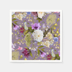 Serviette En Papier Mauve Purple Mariage Real Floral