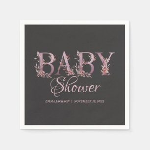 Serviette En Papier Mauve rose Élégant Floral Chic Baby shower fille
